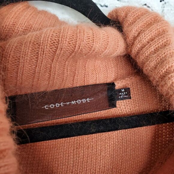 Code x mode Orange Fuzzy Cowl Neck Sweater medium - Picture 6 of 10
